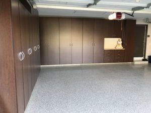custom garage cabinet and floor