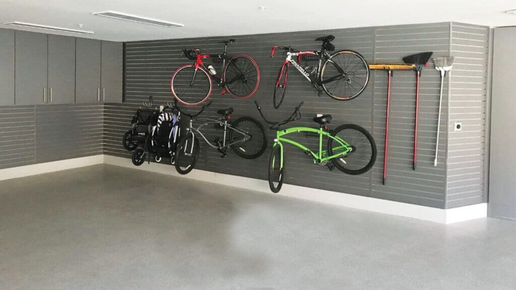 Slat Wall in garage with bikes hanging off