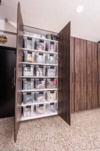 Cabinet with storage containers inside
